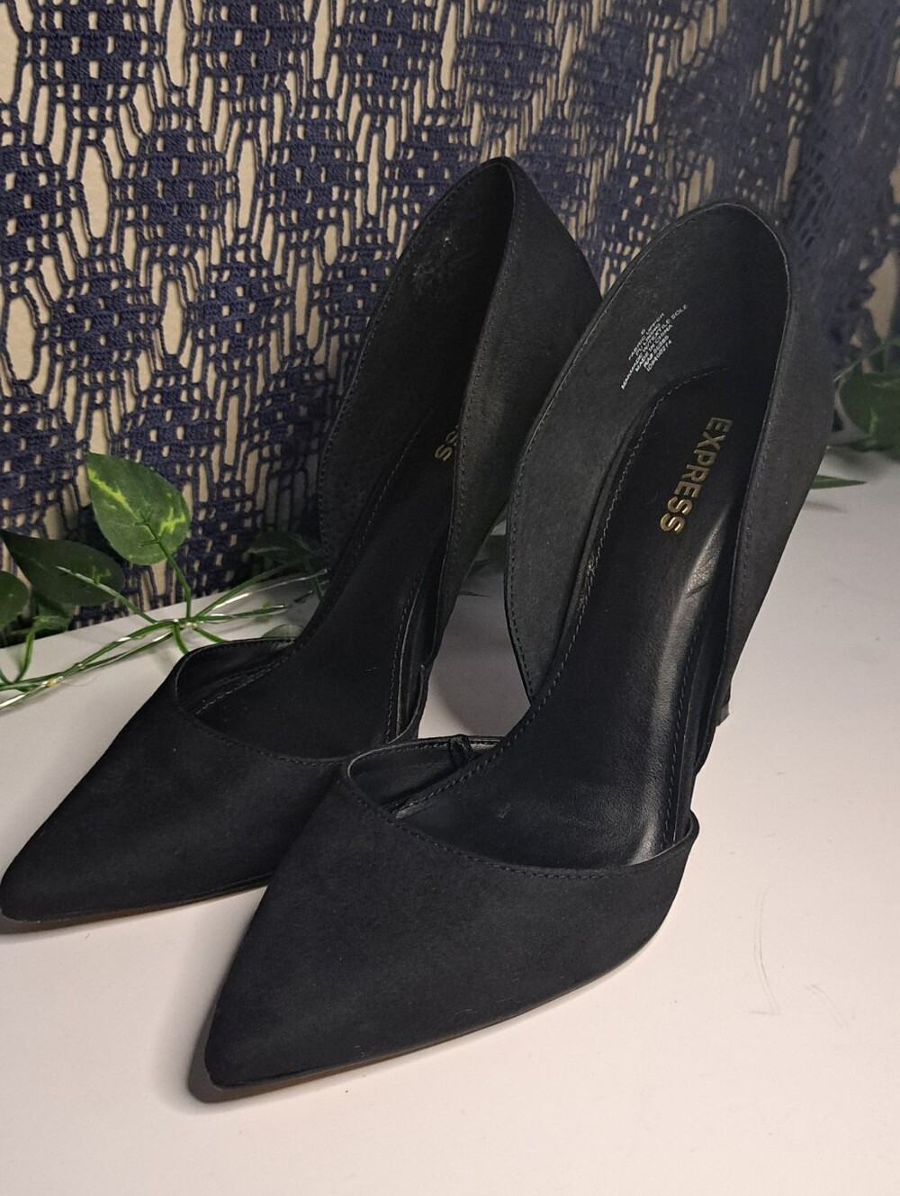 Express Black Pointed-Toe D'Orsay Pumps